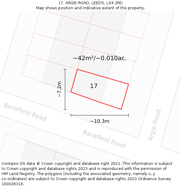 17, ARGIE ROAD, LEEDS, LS4 2RD: Plot and title map