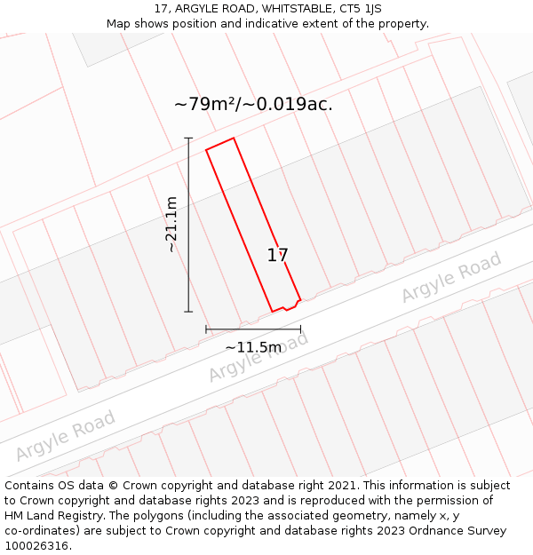 17, ARGYLE ROAD, WHITSTABLE, CT5 1JS: Plot and title map