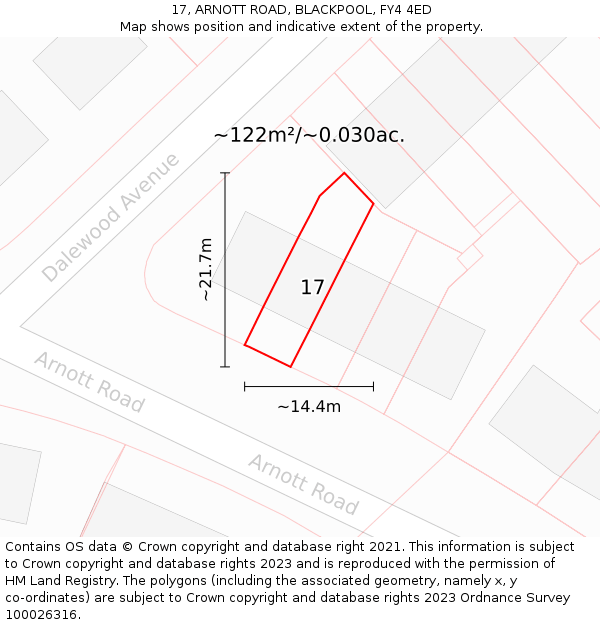 17, ARNOTT ROAD, BLACKPOOL, FY4 4ED: Plot and title map