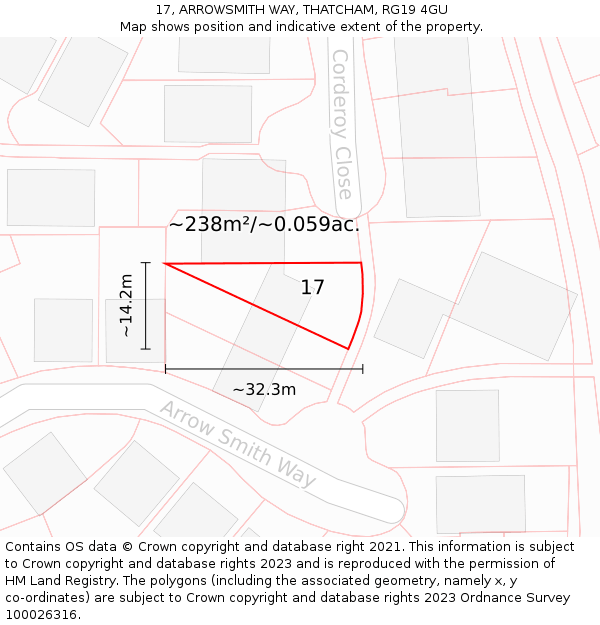 17, ARROWSMITH WAY, THATCHAM, RG19 4GU: Plot and title map