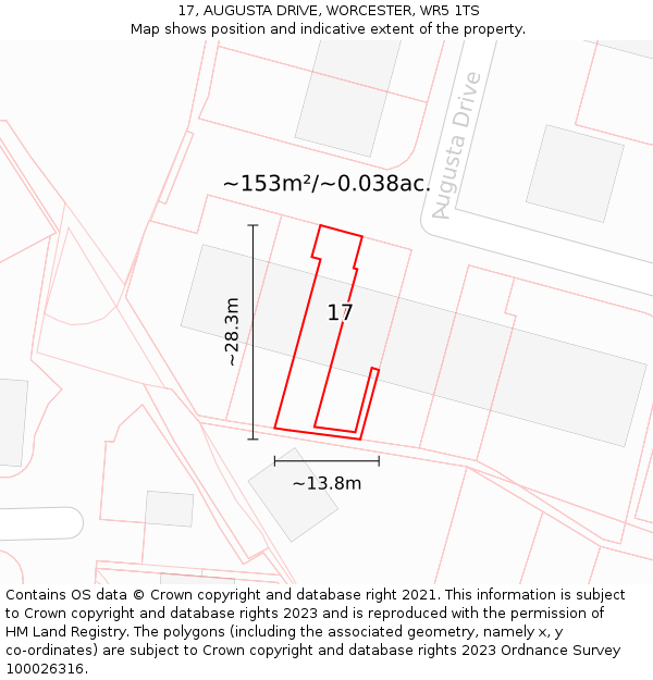 17, AUGUSTA DRIVE, WORCESTER, WR5 1TS: Plot and title map