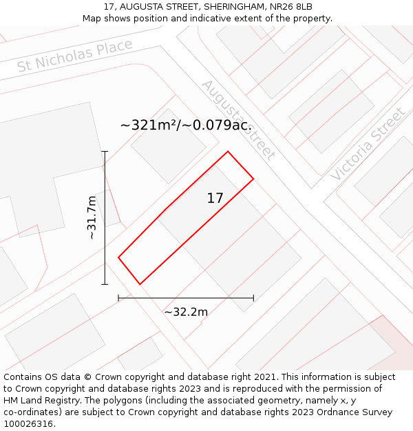 17, AUGUSTA STREET, SHERINGHAM, NR26 8LB: Plot and title map