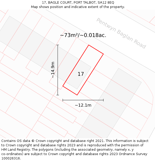 17, BAGLE COURT, PORT TALBOT, SA12 8EQ: Plot and title map