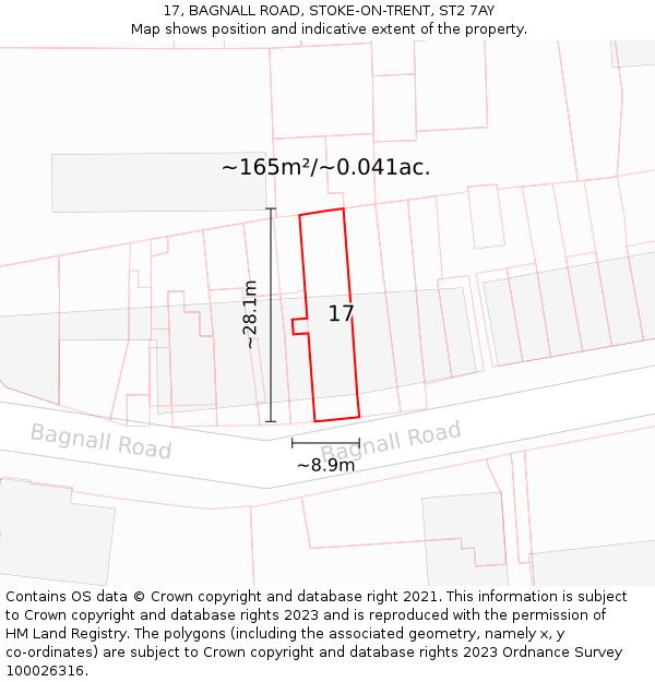17, BAGNALL ROAD, STOKE-ON-TRENT, ST2 7AY: Plot and title map