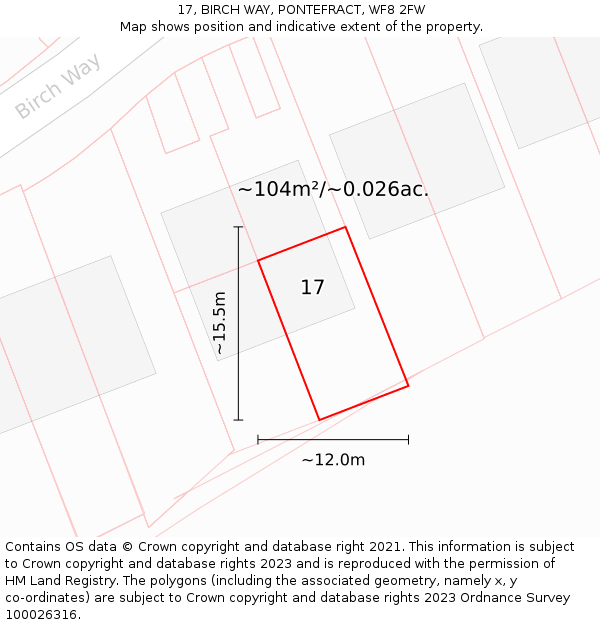17, BIRCH WAY, PONTEFRACT, WF8 2FW: Plot and title map