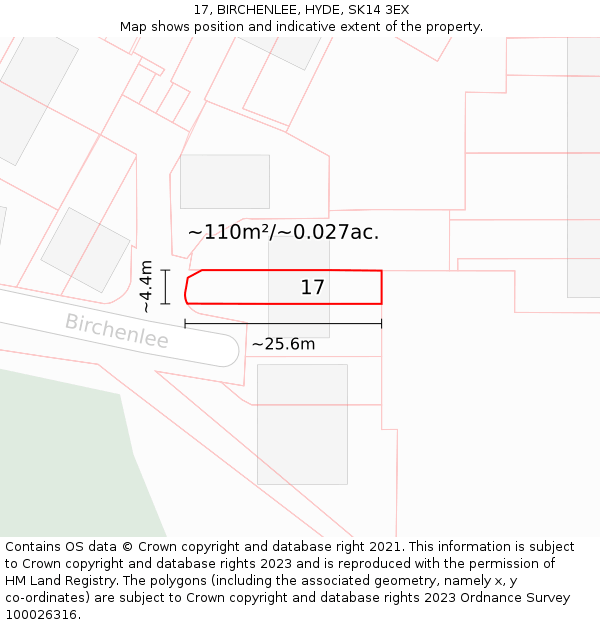 17, BIRCHENLEE, HYDE, SK14 3EX: Plot and title map