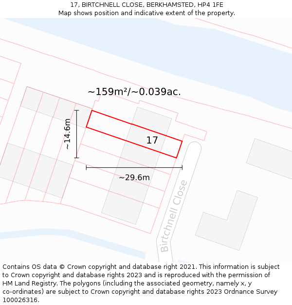 17, BIRTCHNELL CLOSE, BERKHAMSTED, HP4 1FE: Plot and title map