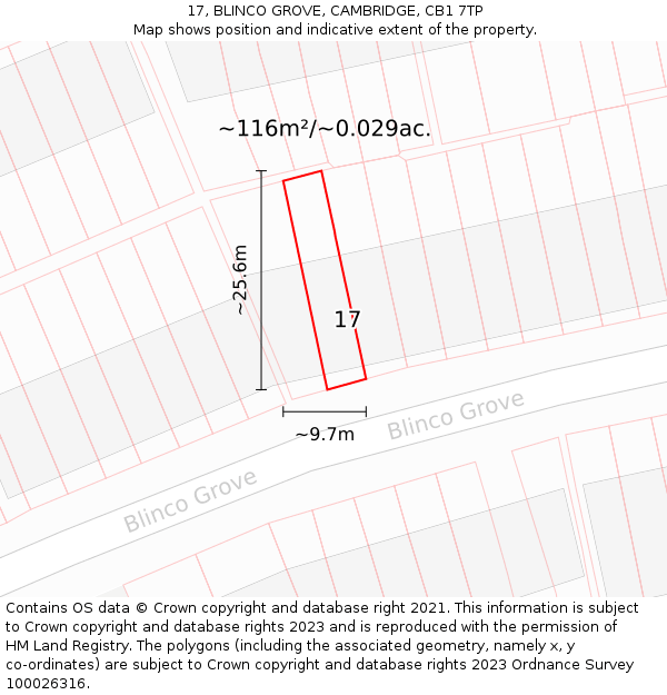 17, BLINCO GROVE, CAMBRIDGE, CB1 7TP: Plot and title map