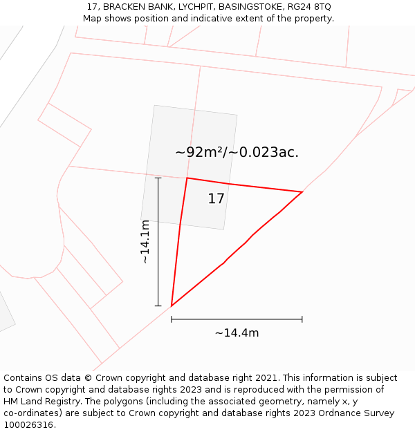 17, BRACKEN BANK, LYCHPIT, BASINGSTOKE, RG24 8TQ: Plot and title map