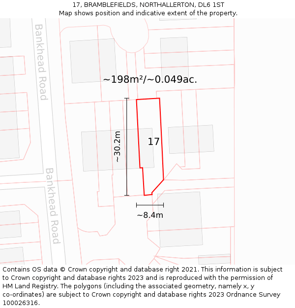 17, BRAMBLEFIELDS, NORTHALLERTON, DL6 1ST: Plot and title map