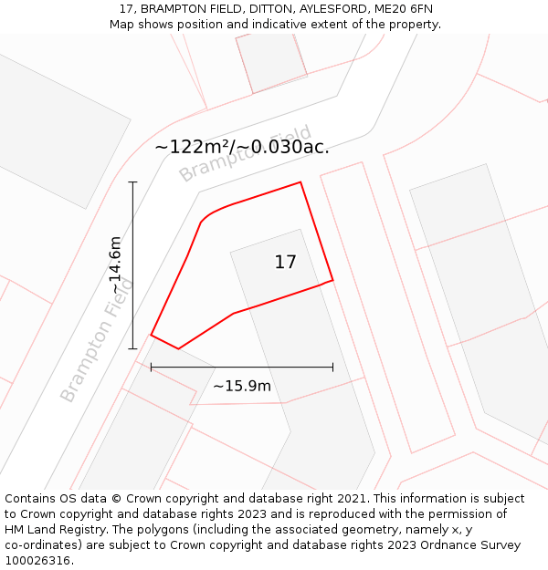 17, BRAMPTON FIELD, DITTON, AYLESFORD, ME20 6FN: Plot and title map