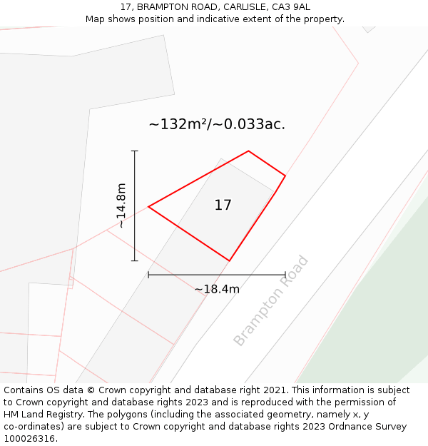17, BRAMPTON ROAD, CARLISLE, CA3 9AL: Plot and title map