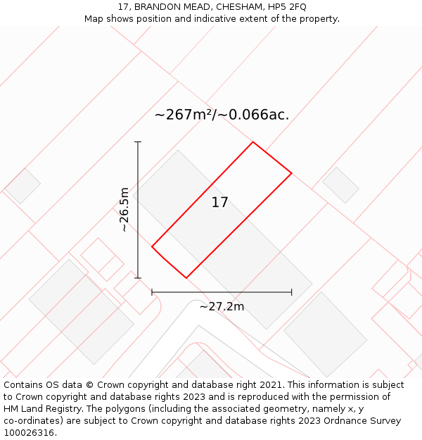 17, BRANDON MEAD, CHESHAM, HP5 2FQ: Plot and title map