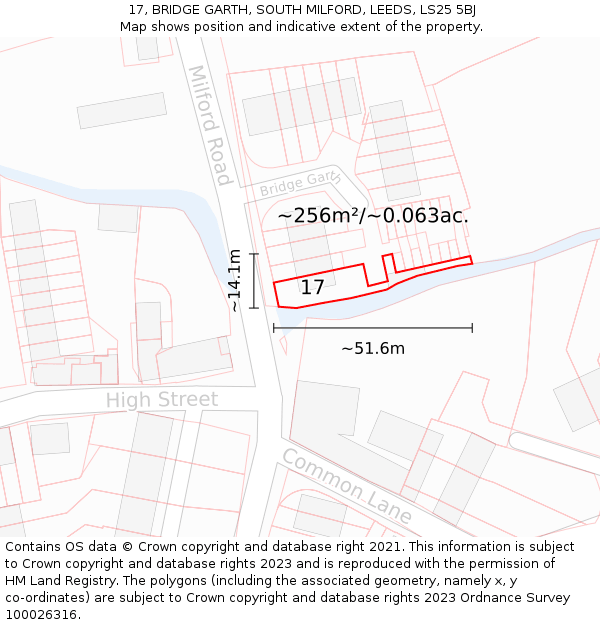 17, BRIDGE GARTH, SOUTH MILFORD, LEEDS, LS25 5BJ: Plot and title map