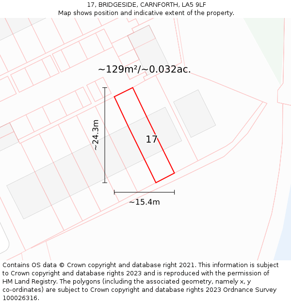 17, BRIDGESIDE, CARNFORTH, LA5 9LF: Plot and title map
