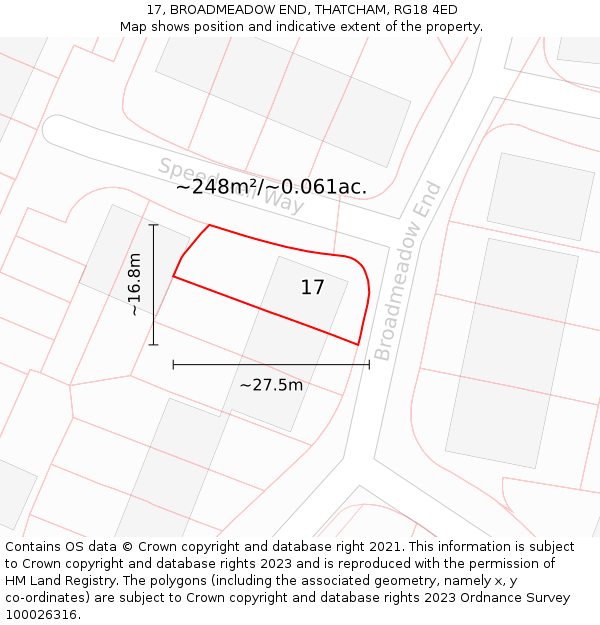 17, BROADMEADOW END, THATCHAM, RG18 4ED: Plot and title map