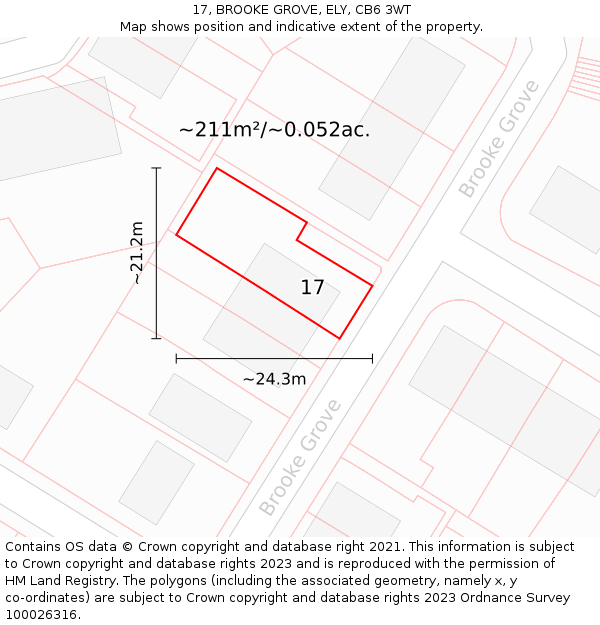 17, BROOKE GROVE, ELY, CB6 3WT: Plot and title map