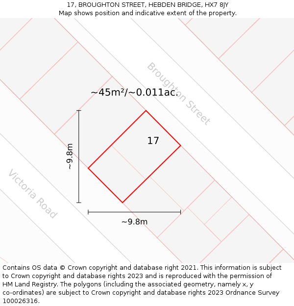 17, BROUGHTON STREET, HEBDEN BRIDGE, HX7 8JY: Plot and title map