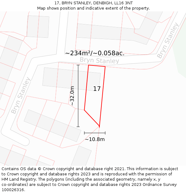 17, BRYN STANLEY, DENBIGH, LL16 3NT: Plot and title map