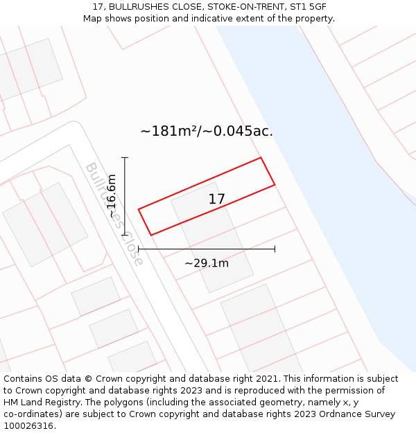 17, BULLRUSHES CLOSE, STOKE-ON-TRENT, ST1 5GF: Plot and title map