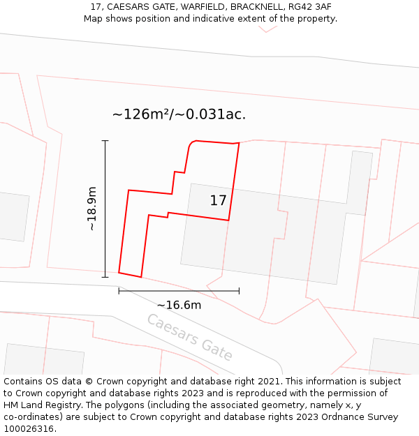 17, CAESARS GATE, WARFIELD, BRACKNELL, RG42 3AF: Plot and title map