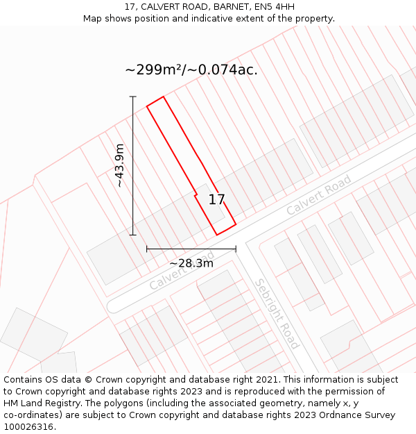 17, CALVERT ROAD, BARNET, EN5 4HH: Plot and title map