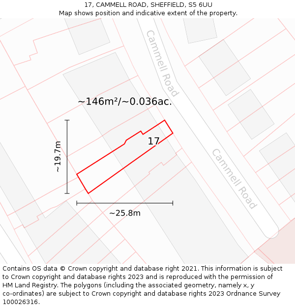 17, CAMMELL ROAD, SHEFFIELD, S5 6UU: Plot and title map