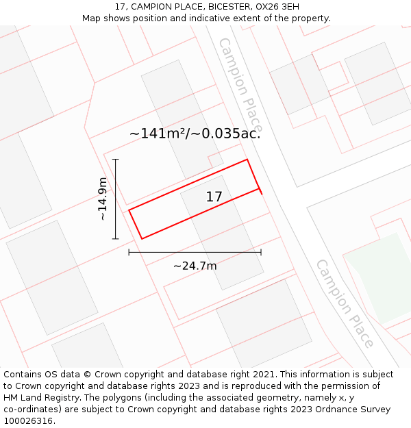 17, CAMPION PLACE, BICESTER, OX26 3EH: Plot and title map
