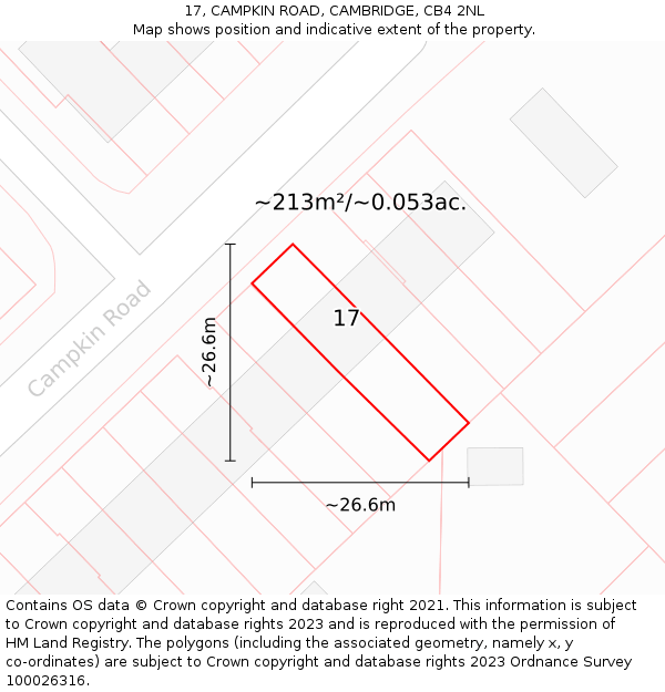 17, CAMPKIN ROAD, CAMBRIDGE, CB4 2NL: Plot and title map