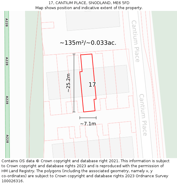 17, CANTIUM PLACE, SNODLAND, ME6 5FD: Plot and title map