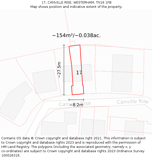 17, CANVILLE RISE, WESTERHAM, TN16 1FB: Plot and title map