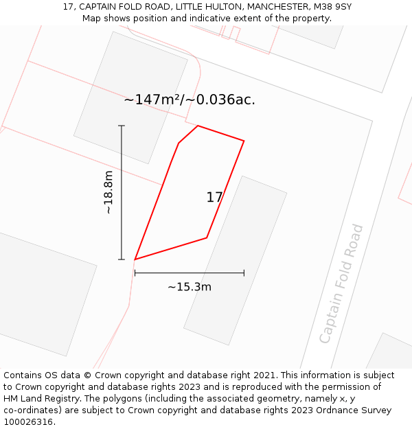 17, CAPTAIN FOLD ROAD, LITTLE HULTON, MANCHESTER, M38 9SY: Plot and title map