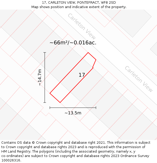 17, CARLETON VIEW, PONTEFRACT, WF8 2SD: Plot and title map