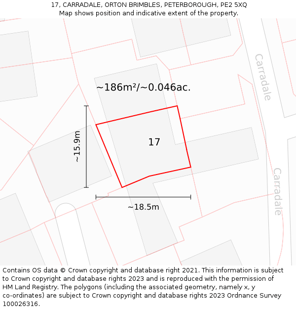 17, CARRADALE, ORTON BRIMBLES, PETERBOROUGH, PE2 5XQ: Plot and title map