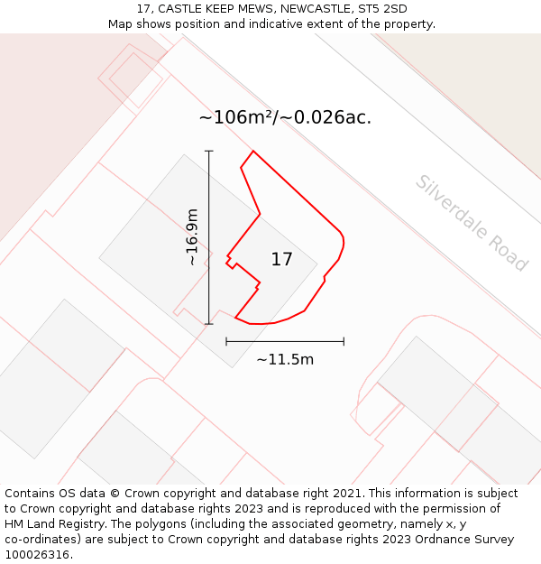 17, CASTLE KEEP MEWS, NEWCASTLE, ST5 2SD: Plot and title map