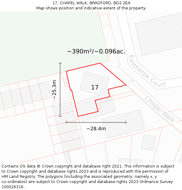 17, CHAPEL WALK, BRADFORD, BD2 2EA: Plot and title map