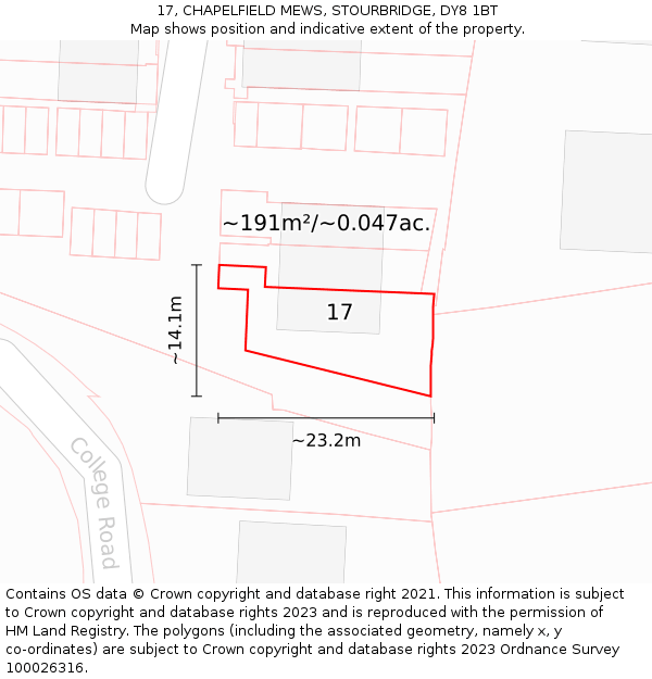 17, CHAPELFIELD MEWS, STOURBRIDGE, DY8 1BT: Plot and title map