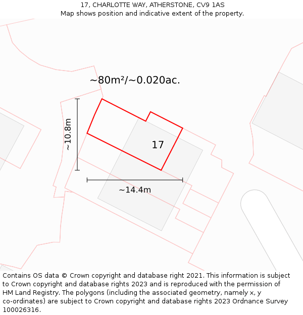 17, CHARLOTTE WAY, ATHERSTONE, CV9 1AS: Plot and title map