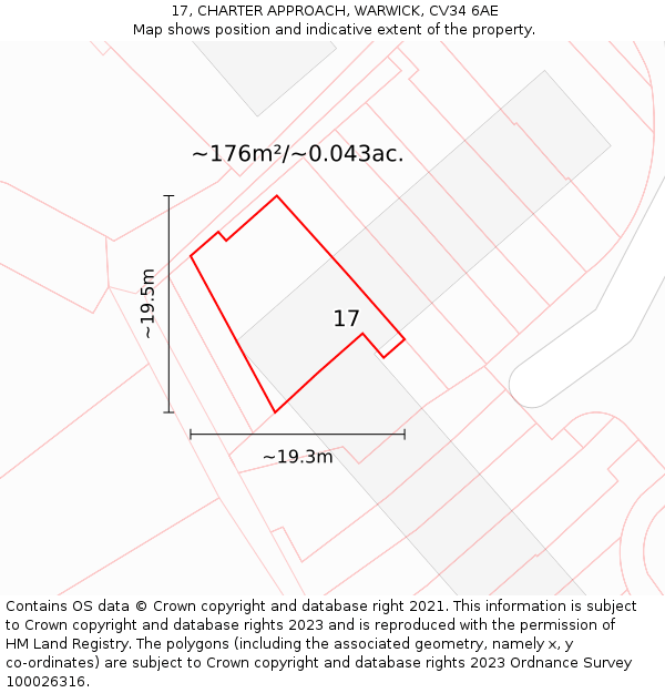 17, CHARTER APPROACH, WARWICK, CV34 6AE: Plot and title map