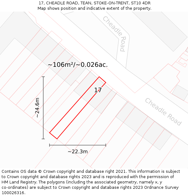 17, CHEADLE ROAD, TEAN, STOKE-ON-TRENT, ST10 4DR: Plot and title map
