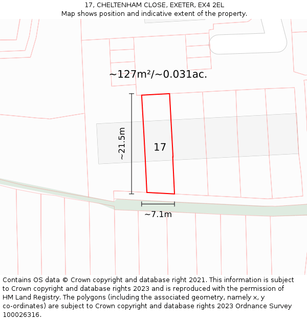 17, CHELTENHAM CLOSE, EXETER, EX4 2EL: Plot and title map