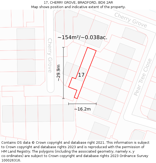 17, CHERRY GROVE, BRADFORD, BD6 2AR: Plot and title map
