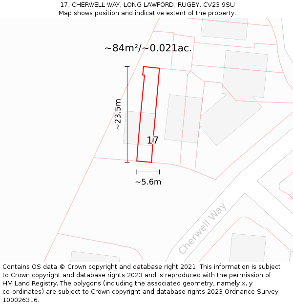 17, CHERWELL WAY, LONG LAWFORD, RUGBY, CV23 9SU: Plot and title map