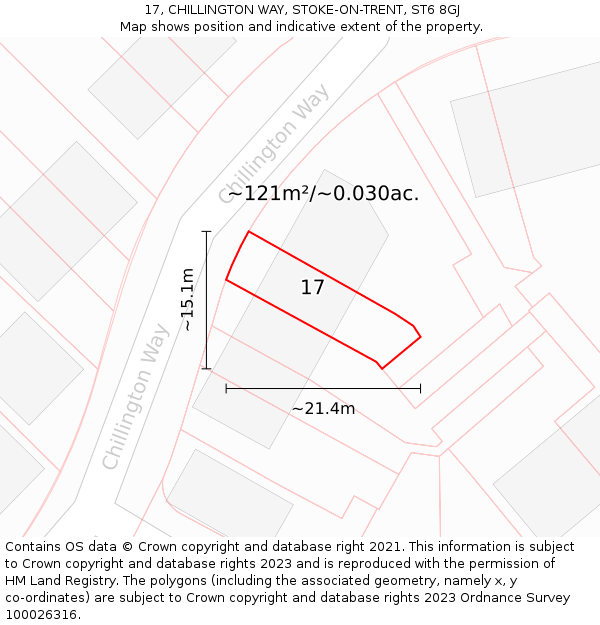 17, CHILLINGTON WAY, STOKE-ON-TRENT, ST6 8GJ: Plot and title map