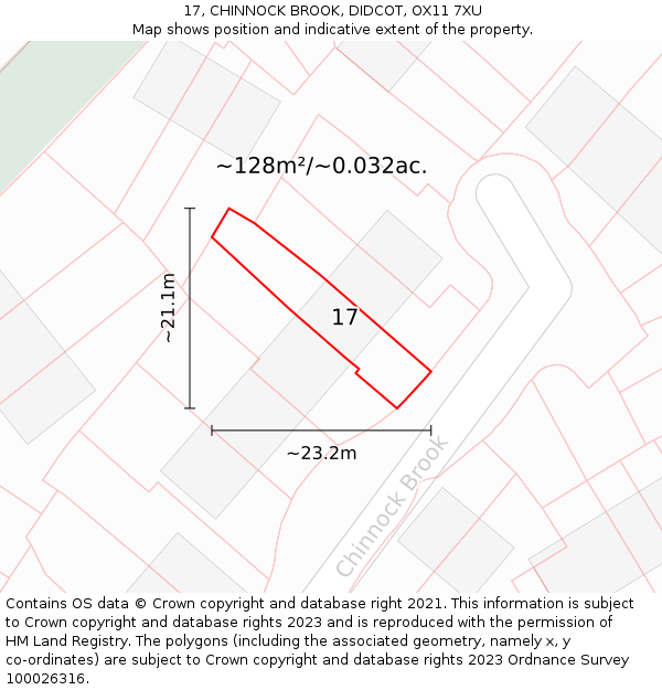 17, CHINNOCK BROOK, DIDCOT, OX11 7XU: Plot and title map
