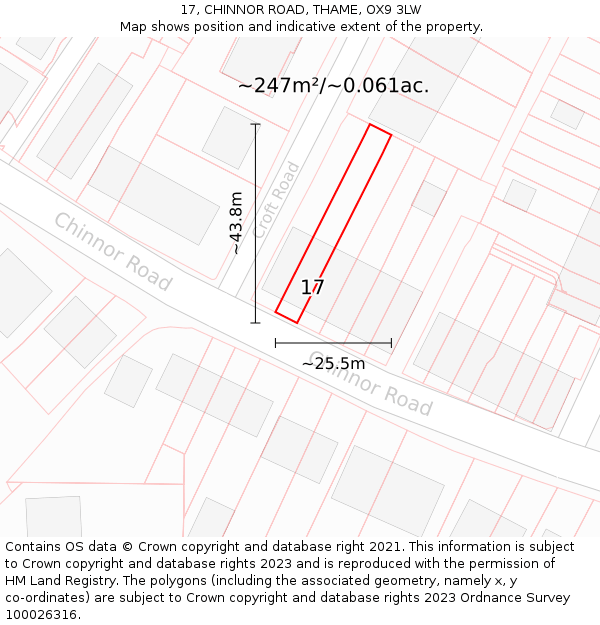 17, CHINNOR ROAD, THAME, OX9 3LW: Plot and title map