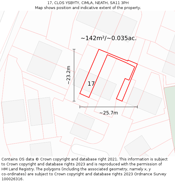 17, CLOS YSBYTY, CIMLA, NEATH, SA11 3PH: Plot and title map