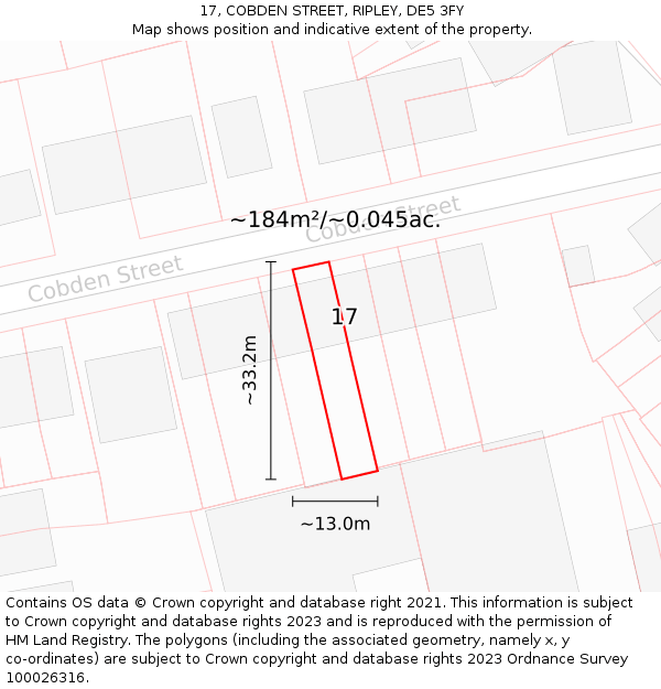 17, COBDEN STREET, RIPLEY, DE5 3FY: Plot and title map