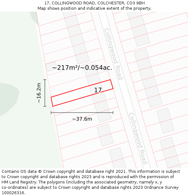17, COLLINGWOOD ROAD, COLCHESTER, CO3 9BH: Plot and title map