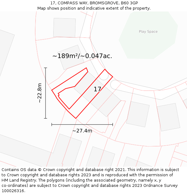 17, COMPASS WAY, BROMSGROVE, B60 3GP: Plot and title map